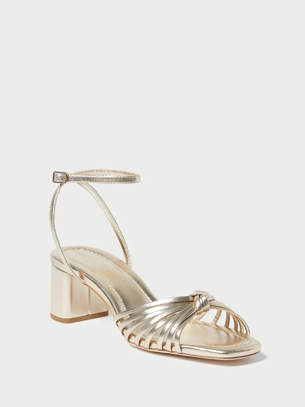 Loeffler Randall Olivia Metallic Gold Knotted Block Heel Sandal